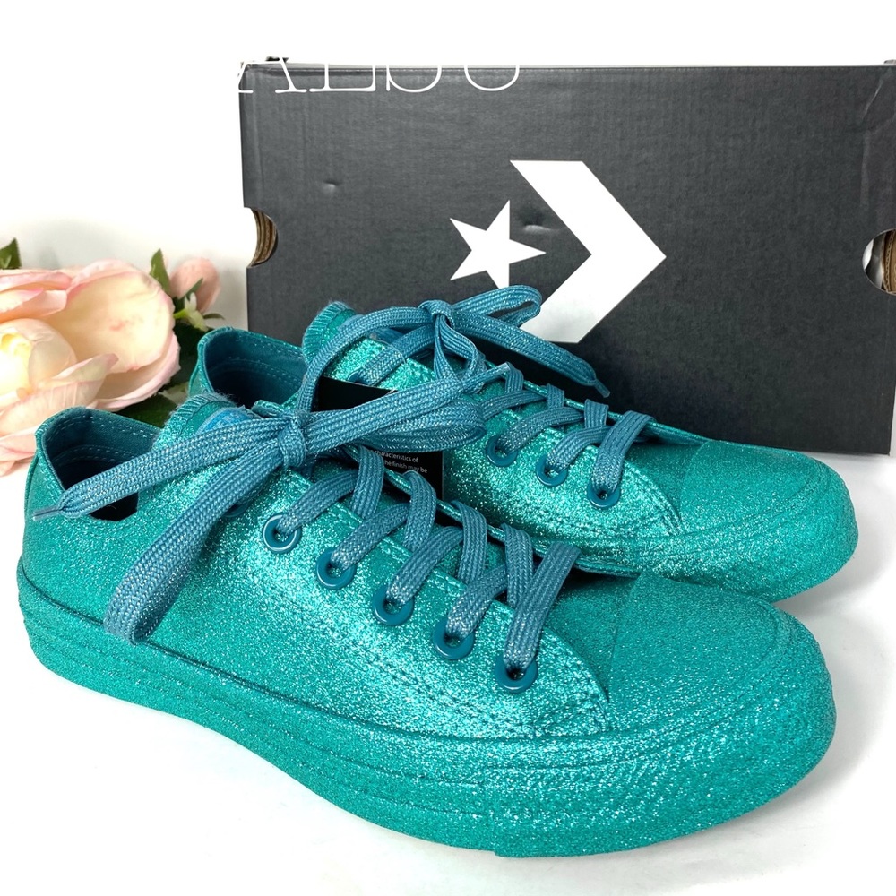 Converse Ctas Low Top Britany Blue Glitter AUTHENT - Picture 4 of 8
